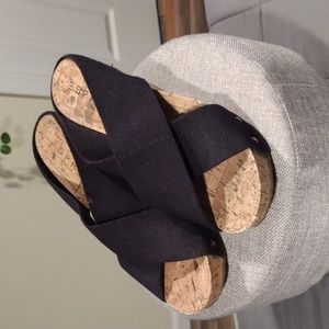 Esprit Black Elastic Wedges Size 8